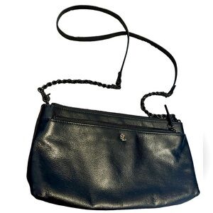 Elliott Lucca Black Leather Crossbody Bag Purse Chain Strap